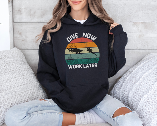 Dive Now Work Later Hooded Sweatshirt 🌊🕶️