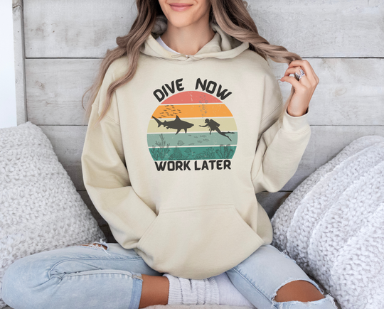 Dive Now Work Later Hooded Sweatshirt 🌊🕶️