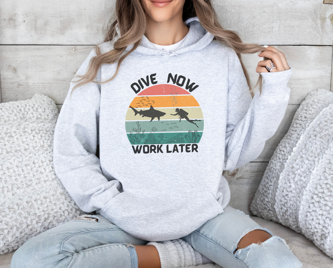 Dive Now Work Later Hooded Sweatshirt 🌊🕶️