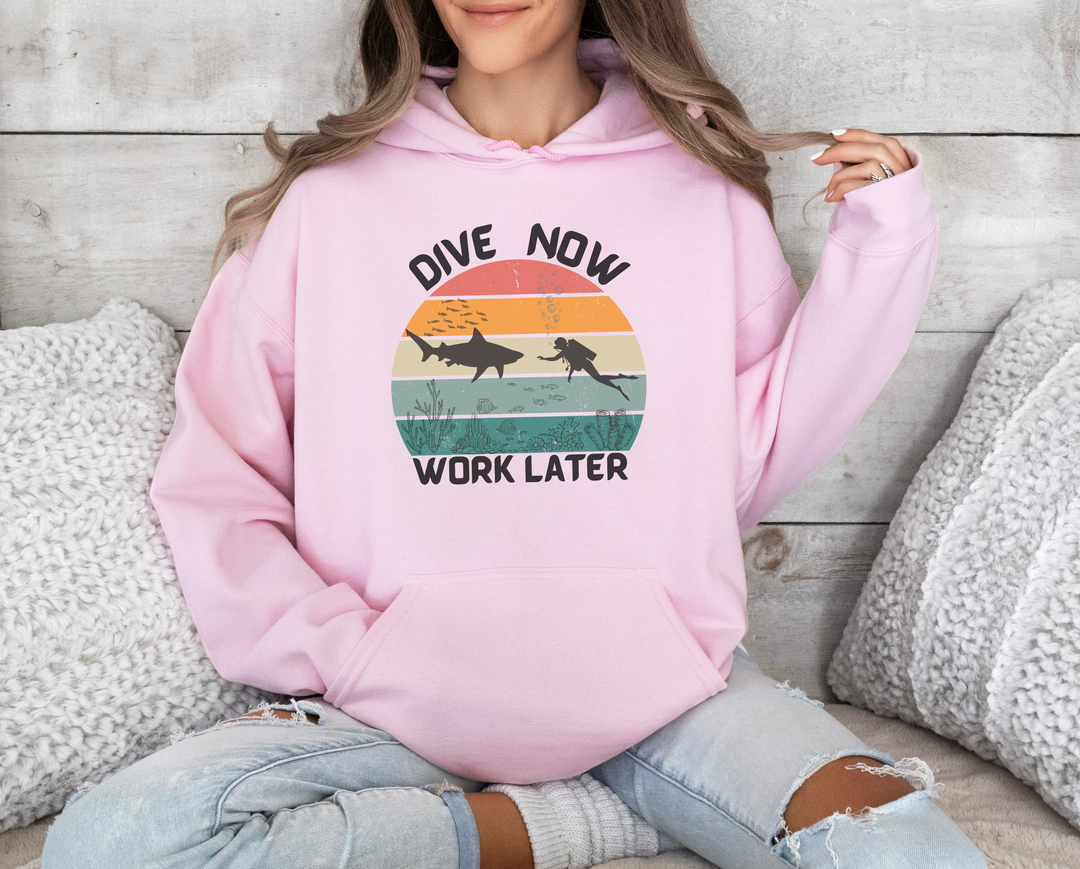 Dive Now Work Later Hooded Sweatshirt 🌊🕶️