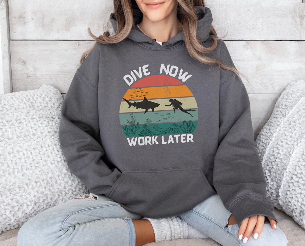 Dive Now Work Later Hooded Sweatshirt 🌊🕶️