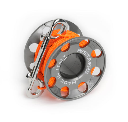 Dive reel with orange line and 100mm Stainless steel carabiner